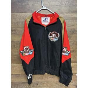 VTG Nascar 50th Anniversary 1998 Logo Athletic Full Zip Racing Jacket -large